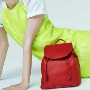 Zara Red Knotted Flap Backpack NWT